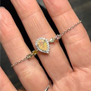 Elegant Fire Opal and multi colorTourmaline in 925 Sterling Silver Bracelet 7.5”